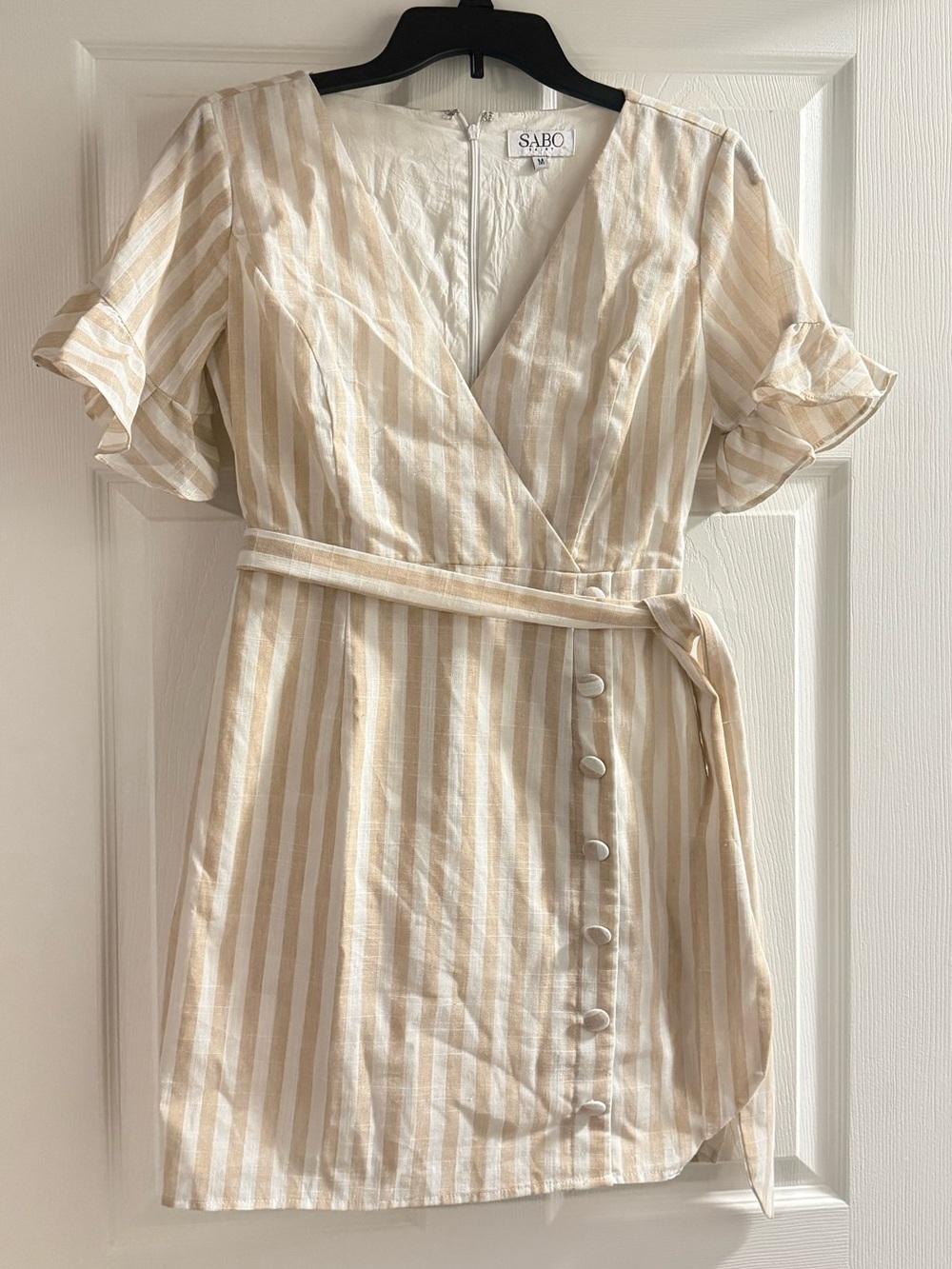 SABO SKIRT Cream & White Striped Wrap Dress 100% cotton